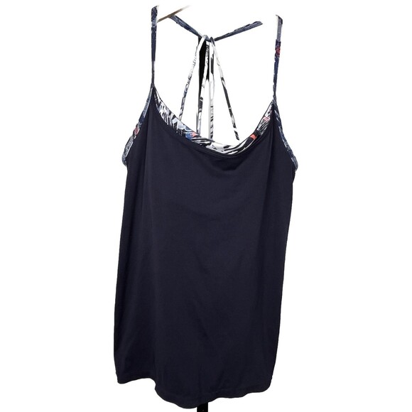 Gap Tankini Tank Top‎ Swimwear Multi Way Straps Removable Pads Navy Blue Medium - Picture 2 of 5